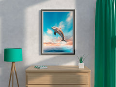 Fantsy Dolphin Jumping Out of Water Wall Art