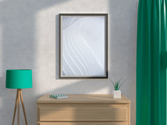 White Technology Waves Abstract Wall Art