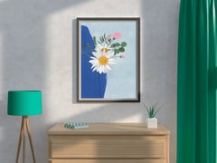 Flowers With Blue Vase Wall Art