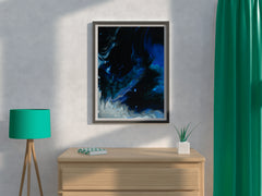 Blue Mix flowing Paint Abstract Wall Art