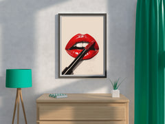 Red Lipstick On The Lips Wall Art