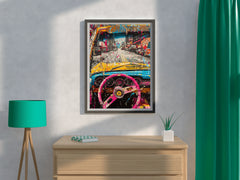 Rainbow Car To Road Wall Art