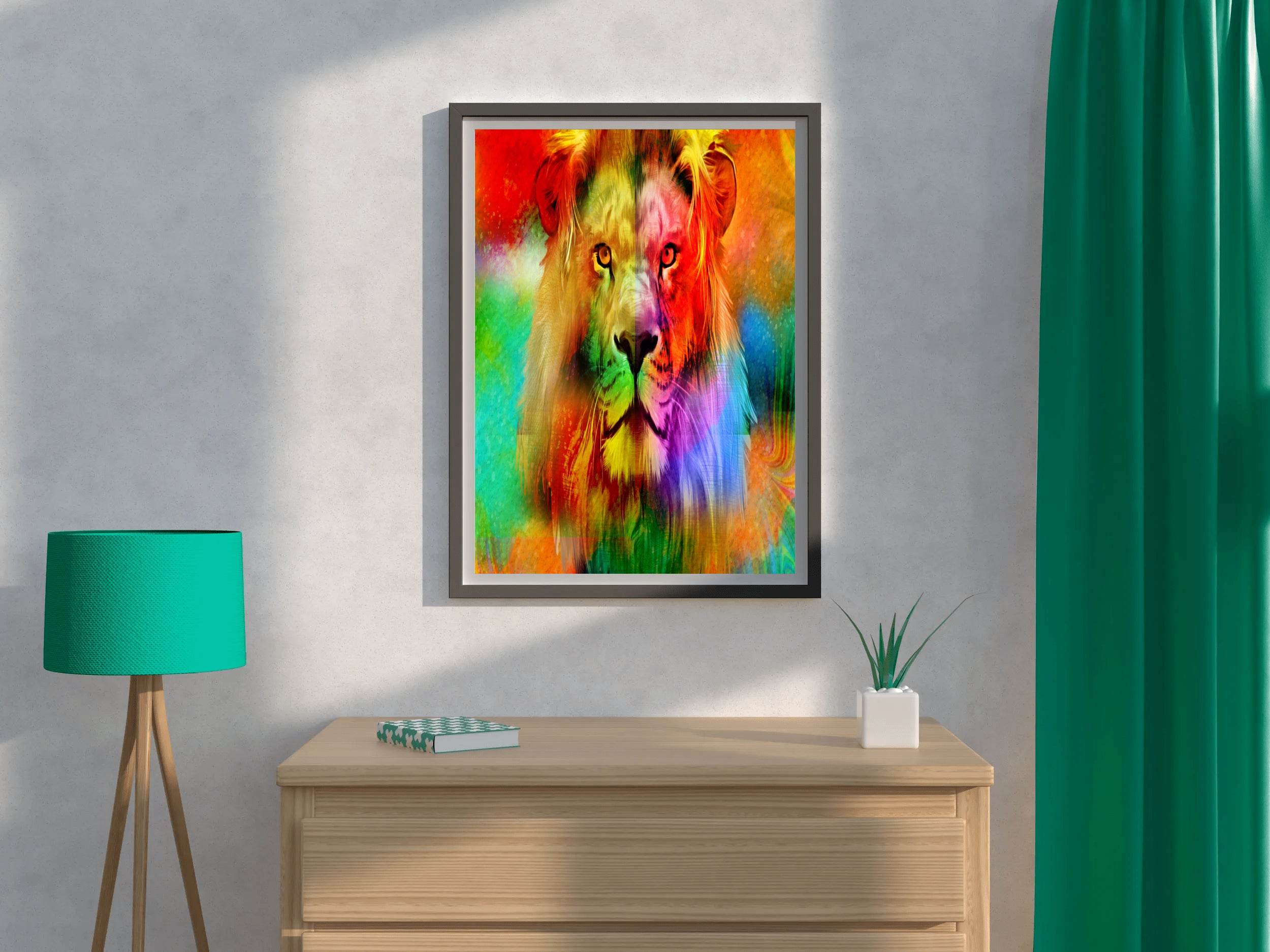 Multicolor Loin Face Wall Art - beink online art store