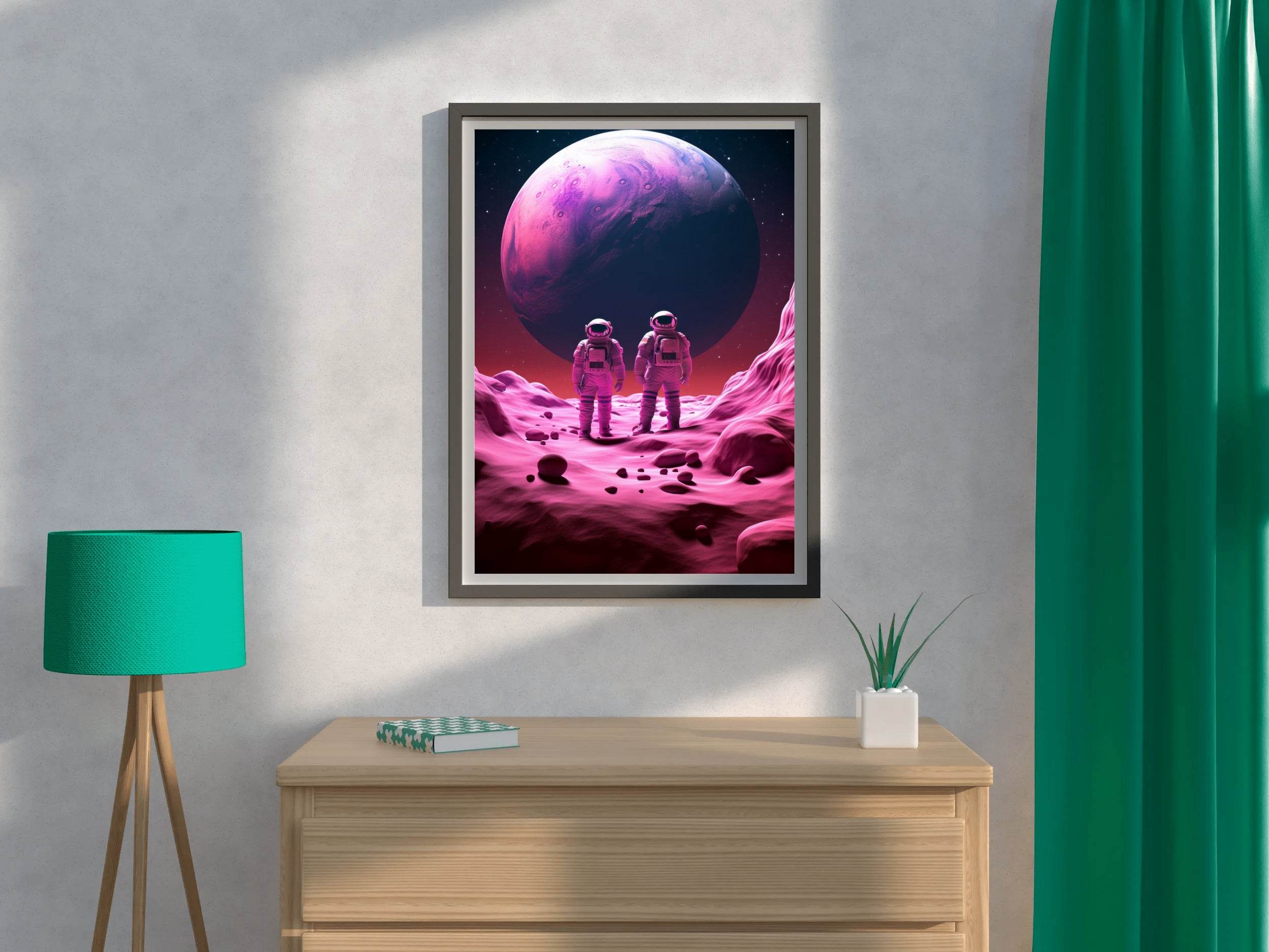 astronauts on a purple planet Wall Art - beink online art store