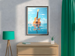 Guitar Drowned In Water Wall Art