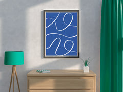 White Lines on A Blue Background Wall Art