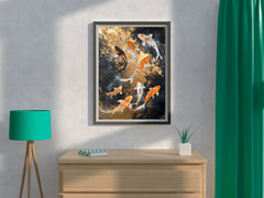 Realistic Koi Fish Painting Wall Art