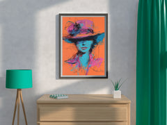 Painting Of A Woman With A Brimmed Hat Wall Art