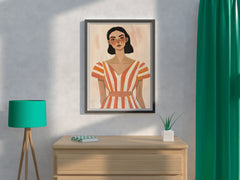 Women in Senset Stripes Dress - Bold Serenity Wall Art