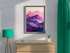 Colorfull Watercolor Mountain Wall Art