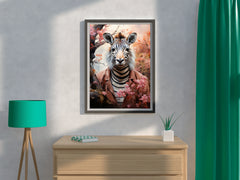 Watercolor Zebra with Flowers Animal Wall Art