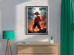 Monkey D. Luffy on Fire Anime Wall  Art