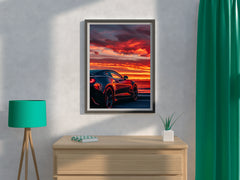 Black Camaro Sunset Wall Art