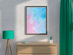 Aqua and Pink Water Paint Abstract Wall Art