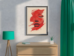 A Woman's Face In Red Wall Art