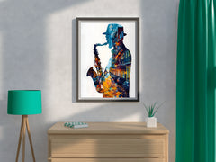 African Male Saxophonist Wall Art