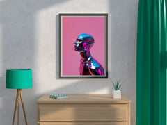 Metallic Human Head Wall Art