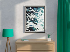 White Sea Waves Abstract Wall Art