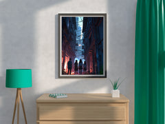 Friends In Night Alleyway  Anime Wall Art