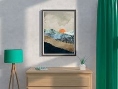 Golden Sunset Over Mountains Wall Art