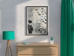 A Kid Watching Butterflies - Childhood Memory Wall Art