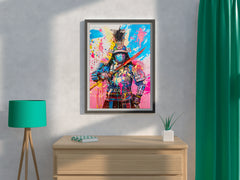 Futuristic Samurai Warrior in Vibrant Colors Wall Art