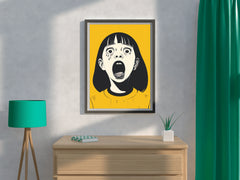 Crying Girl With Yellow Background Wall Art