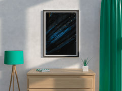 Night View on Mountain with Blue Light Abstract Wall Art