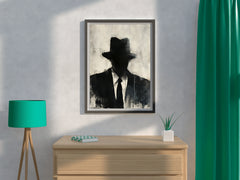 Painting of a Man Wearing a Hat and a Suit