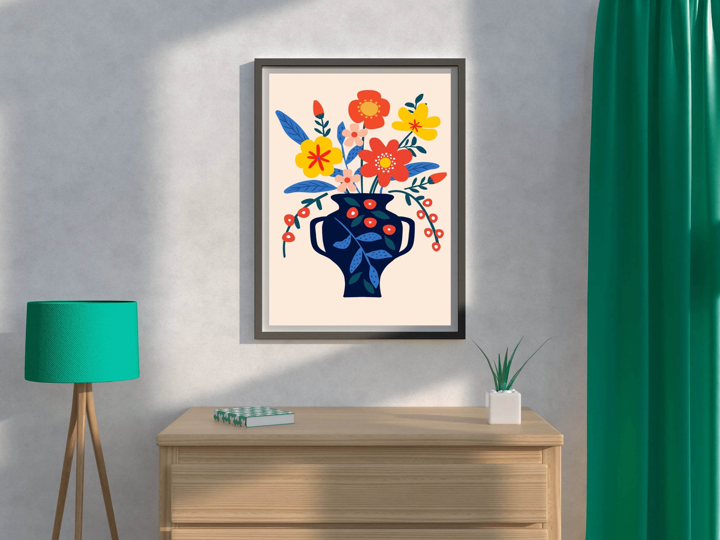 Painting Of a Clay Pot With Summer Flowers Art - beink online art store