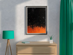 Orange glow night sky with stars wall art