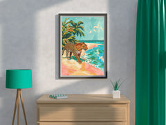 Leopard on the Beach Wall Art