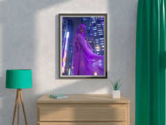 Purple Women Silk Dress Wall Art