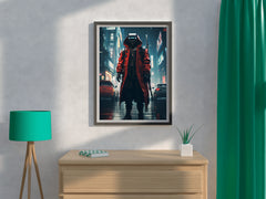 Cyberpunk Warrior In Urban Scenery Anime Wall Art