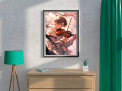 Young Anime Boy Playing violin Wall  Art