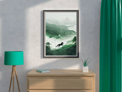 Painting Black Horse In The Forest Wall Art