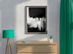 Black and White Brush Strokes Abstract Wall Art