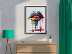 Woman Lips With Colorful Lipstick Wall Art