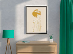 Golden Silhouette of a Women Wall Art