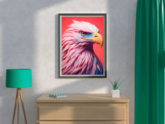 Pink and Blue Painted Eagle Bird Wall Art