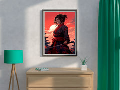 Young Ninja Girl on japan Monument Background Anime Wall  Art