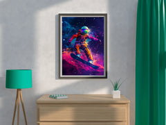 An astronaut riding a surfboard The concept of space travel wall art