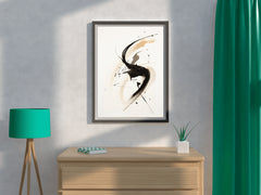 Swirl Black Ink Paint Abstract Wall Art