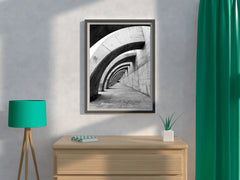 Arch Corridor Black & White Wall Art