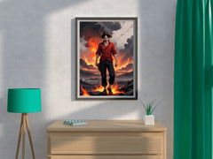 Monkey D. Luffy With Fire Background  Anime Wall  Art