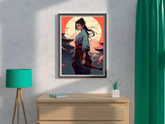 Anime Style Portrait of Traditional Japanese's Samurai Character Anime Wall Art - beink online art store