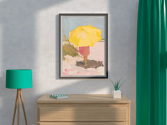 Drawing Girl With Yellow Umbrella