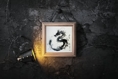 Black Watercolor Chinese Dragon Modern Wall Art