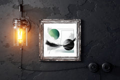 Green and Black Symmetry Abstract Wall Art