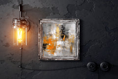 Vibrant Orange and Black Brush Strokes Abstract Wall Art